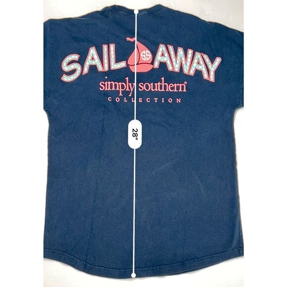 Simply Southern AX9 E608 Graphic T-shirt "Sail Away" Navy Blue LS Shirt Small - Picture 6 of 10